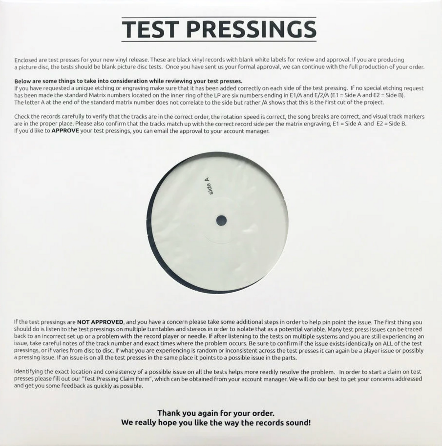 Test Pressings